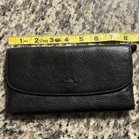 Coach Black Pebbled Leather Checkbook Wallet EUC - Picture 4 of 8